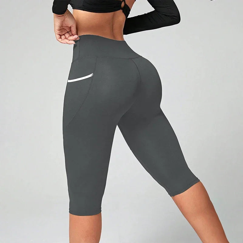 High Waist Yoga Pants Capri Leggings with Pockets for Women Tummy Control Workout Capri Leggings for Women - Empire P.E