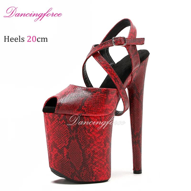 20CM/8inches Snake Print Stripper Pole Dance Shoes - Empire P.E