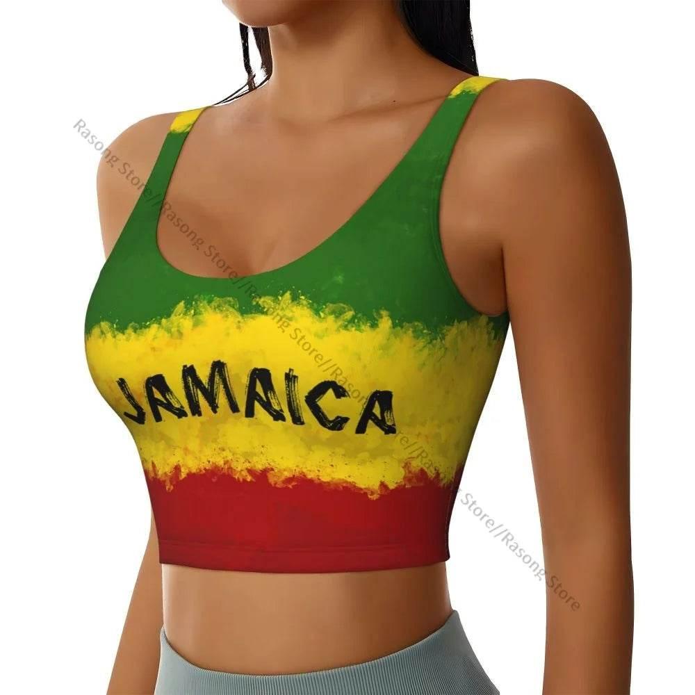 Sports Bra Women Running Yoga Clothes Vest Jamaica Kingdom Flag Gathering Fitness Vest - Empire P.E