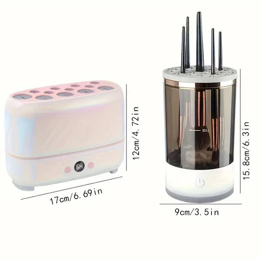 2pcs Electric Makeup Brush Cleaner and Dryer Machine Set
