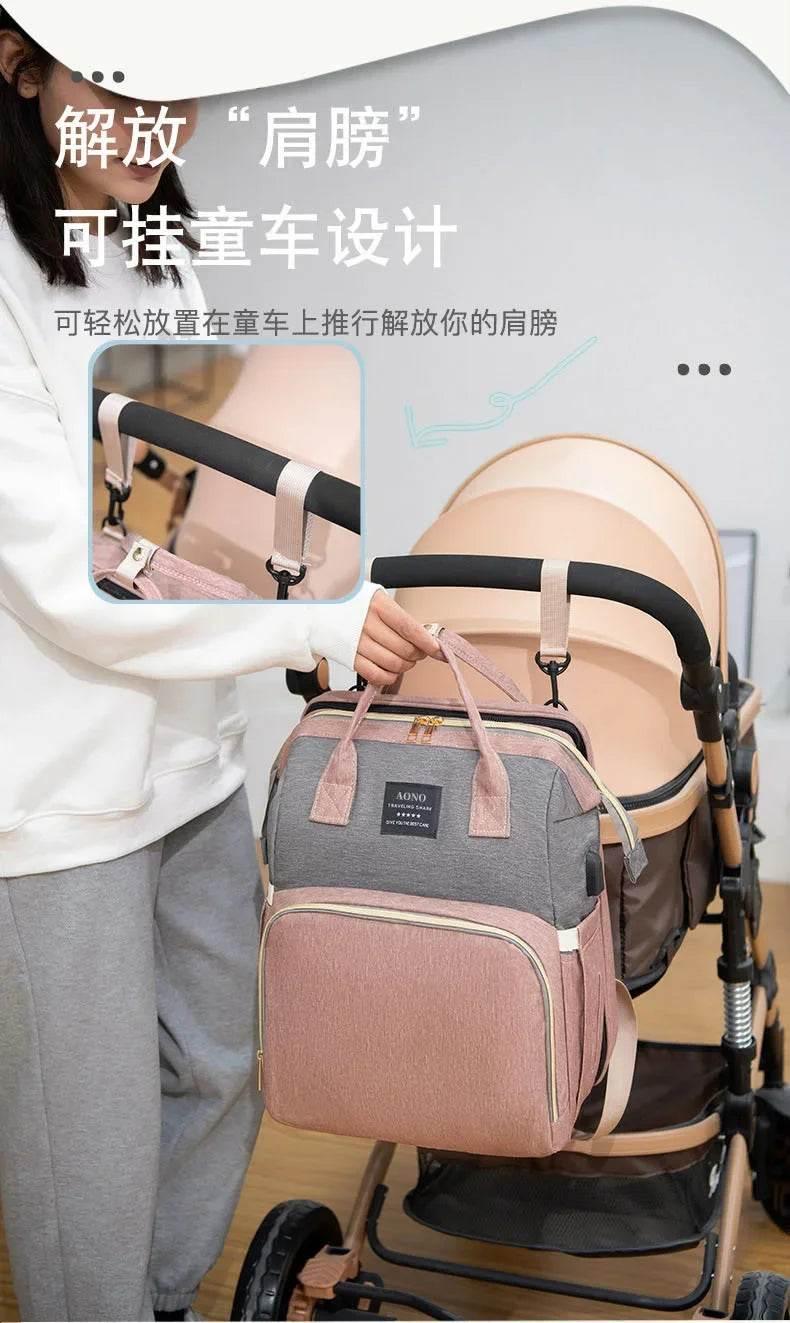 New Multifunctional Mother and Baby Bag Mom Bag Bottle Backpack Folding Sleeping Changing Bag Diaper Backpack - Empire P.E