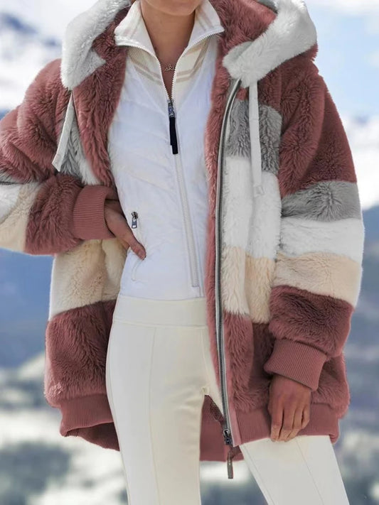 Women's Spring and Autumn Plus Size Long Teddy Bear Coat