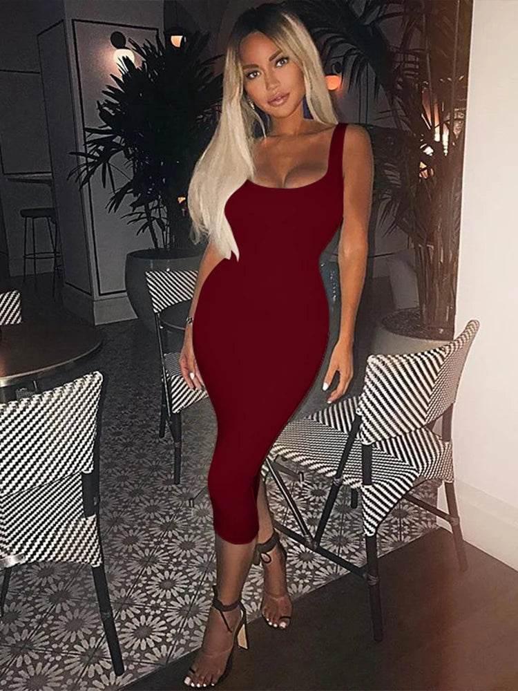 Summer Casual Sexy Square Neck Sleeveless Women's Dress - Empire P.E