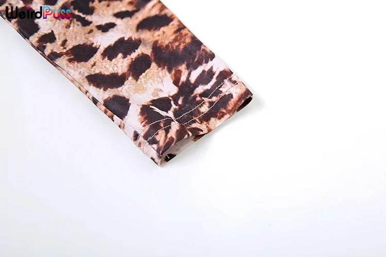 Weird Puss Leopard Print Romper Women 2024 Autumn Trend Hipster Long Sleeve O-Neck Skinny Stretch Streetwear Sexy Playsuits - Empire P.E