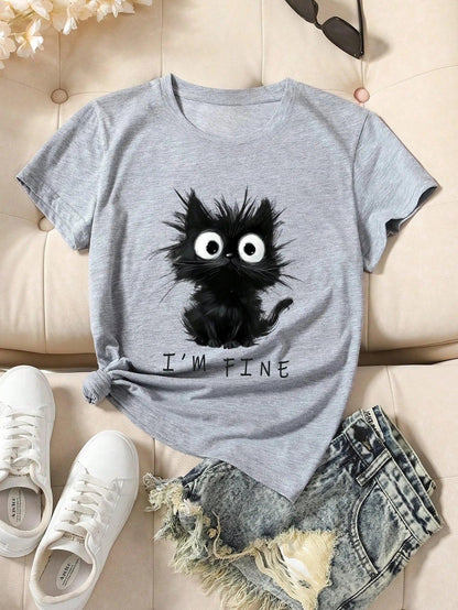2025 New Women's Cute Cat  T-Shirt