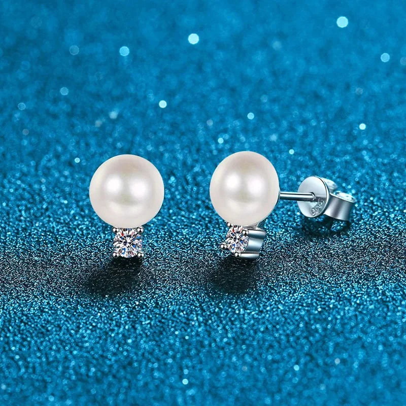 8mm Freshwater Pearl Pendant 0.9ct/set Moissanite Jewelry Sets D Color - Empire P.E