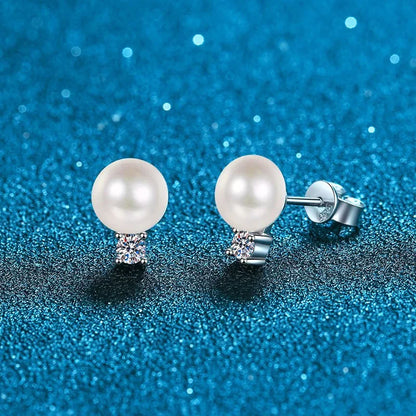 8mm Freshwater Pearl Pendant 0.9ct/set Moissanite Jewelry Sets D Color - Empire P.E