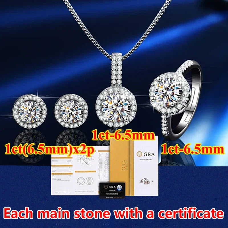 Moissanite Rings For Women Round Cut, Earrings Luxury Copper Trend, Moissanite Necklace Pendant - Empire P.E
