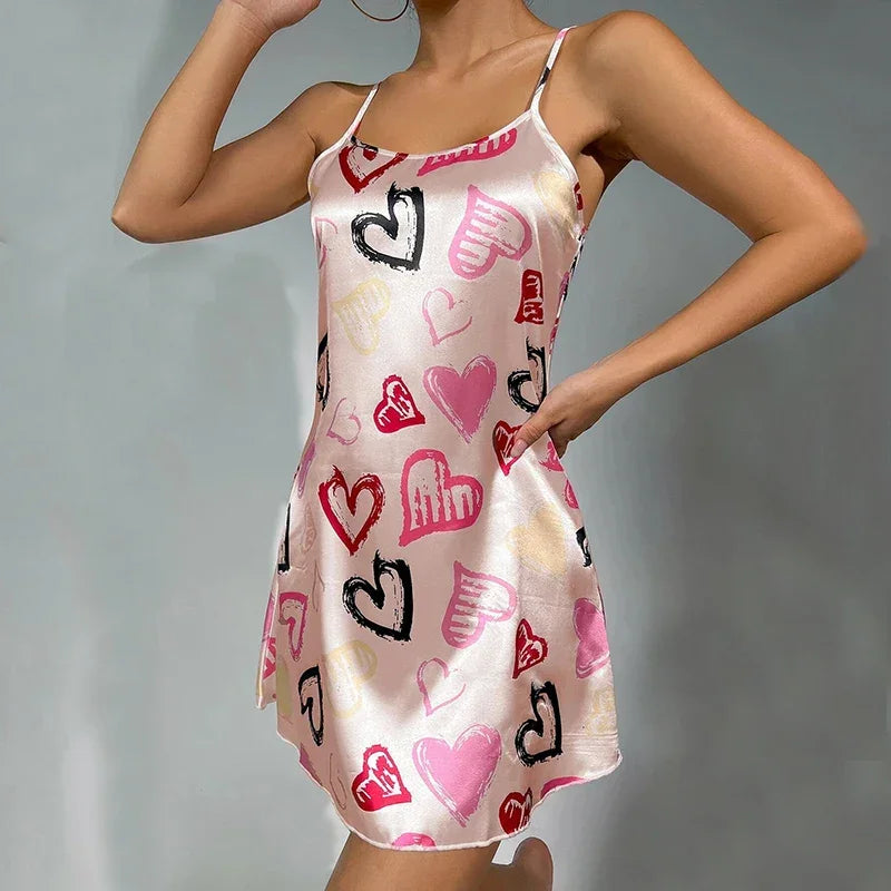 Women's Sleepdress Satin Floral Print Nightdress - Empire P.E