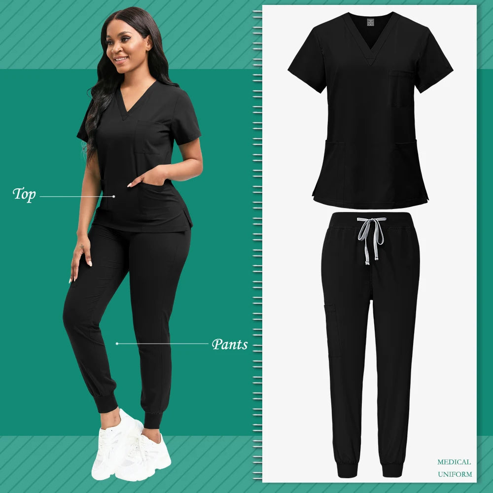 Women's Nursing Scrub Top Pants Medical Suit - Empire P.E