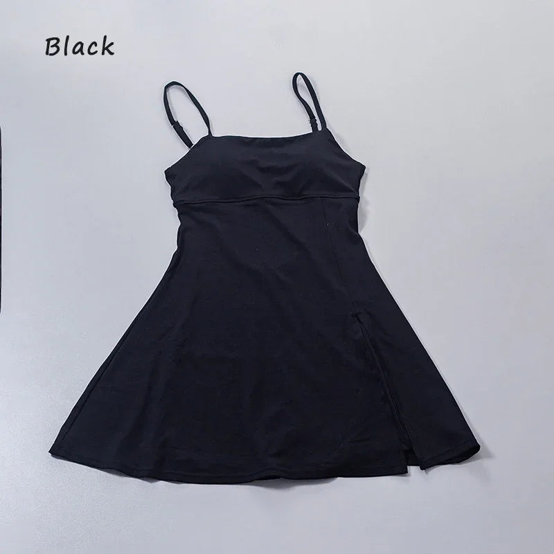 QINACTIVE Women's sports beautiful back dress Removable chest cushion cushion breathable outdoor yoga tennis skirt - Empire P.E