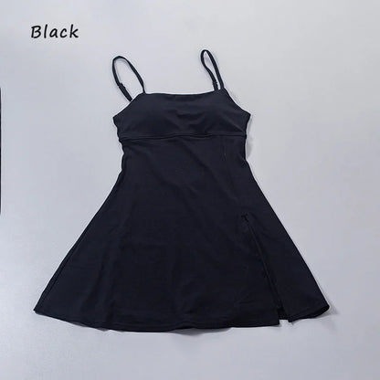 QINACTIVE Women's sports beautiful back dress Removable chest cushion cushion breathable outdoor yoga tennis skirt - Empire P.E