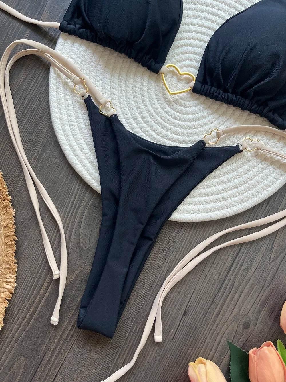 RUOTONSEPT Sexy Halter Solid color Bikini Set Women's Swimsuit Two-piece Triangle Thong Swimwear Bathing Suit Brazilian Biquinis - Empire P.E