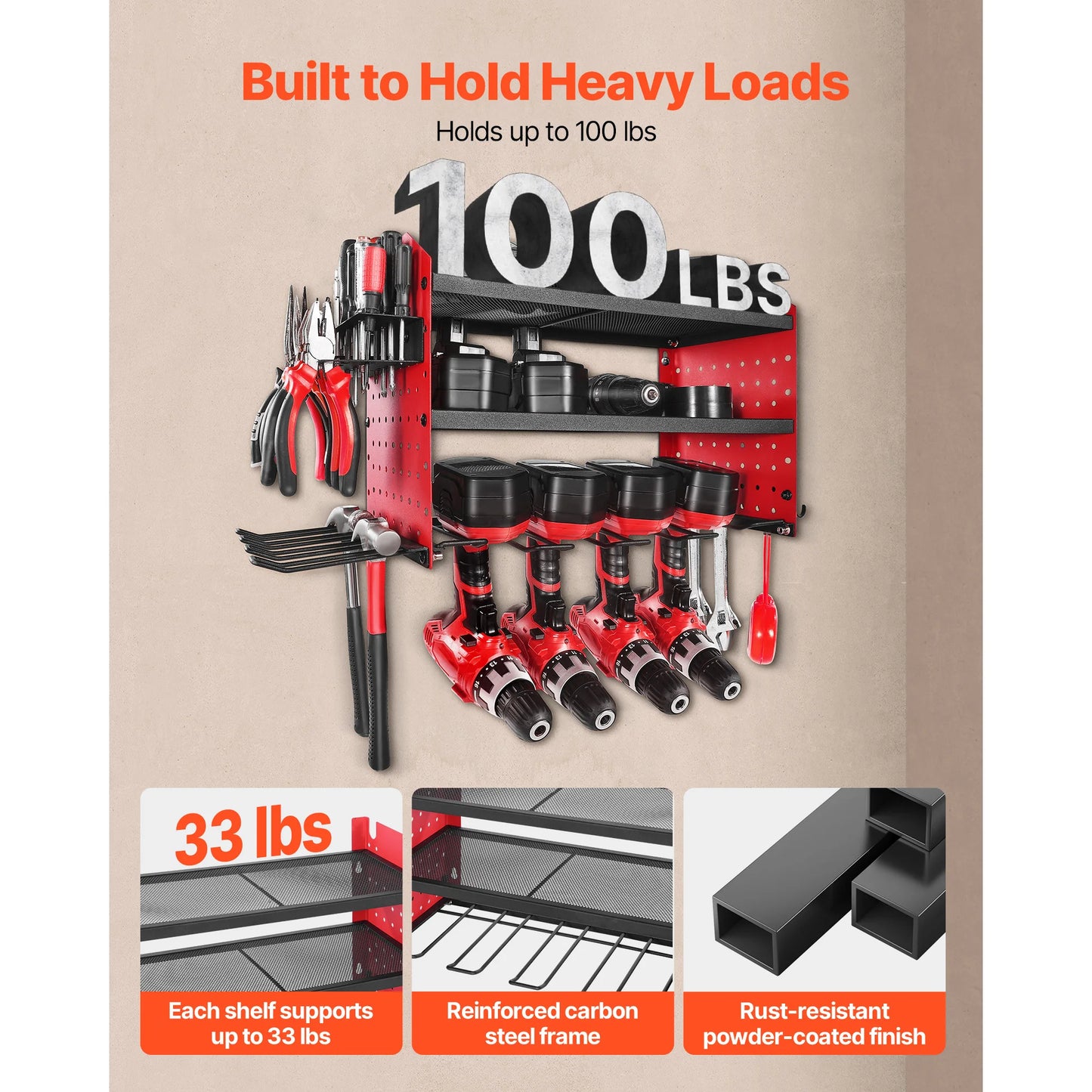 3-Layer Power Tool Wall Mount Holder