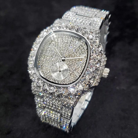 Luxury Diamond Watch Men Hip Hop Street Style Date Display Quartz Timepiece Iced Out Party Jewelry Wristwatch Hot Sale Product - Empire P.E
