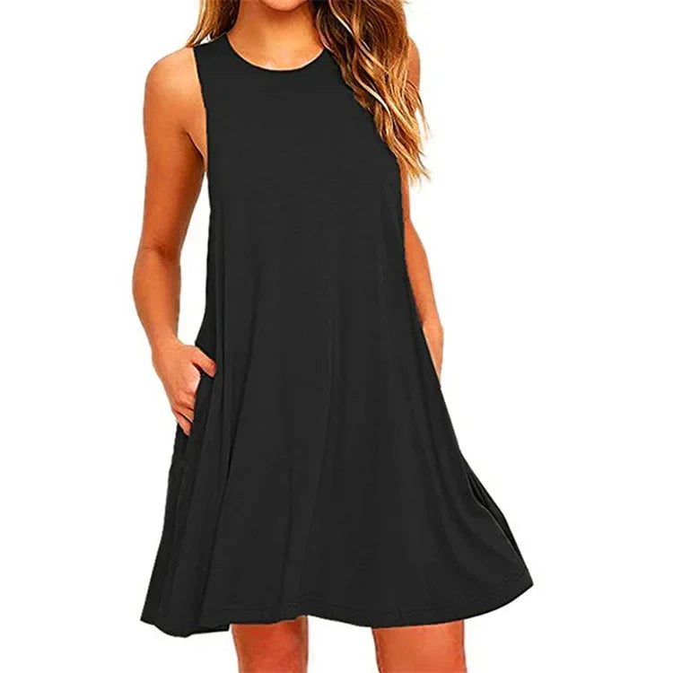 Women's Summer Casual Swing T-Shirt Dresses - Empire P.E