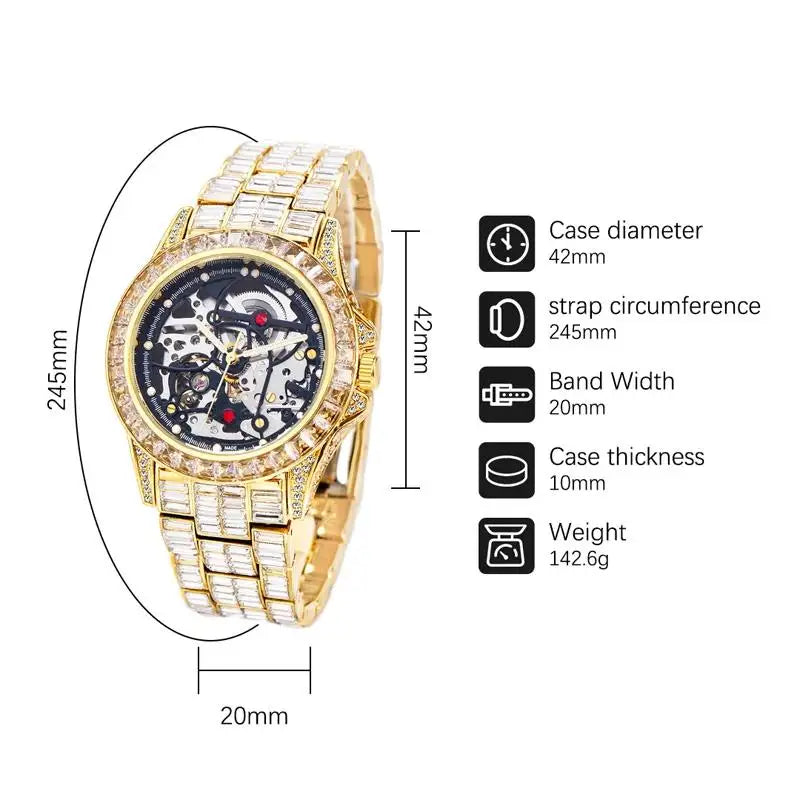 Hip Hop Big Square Diamond Bling Watch