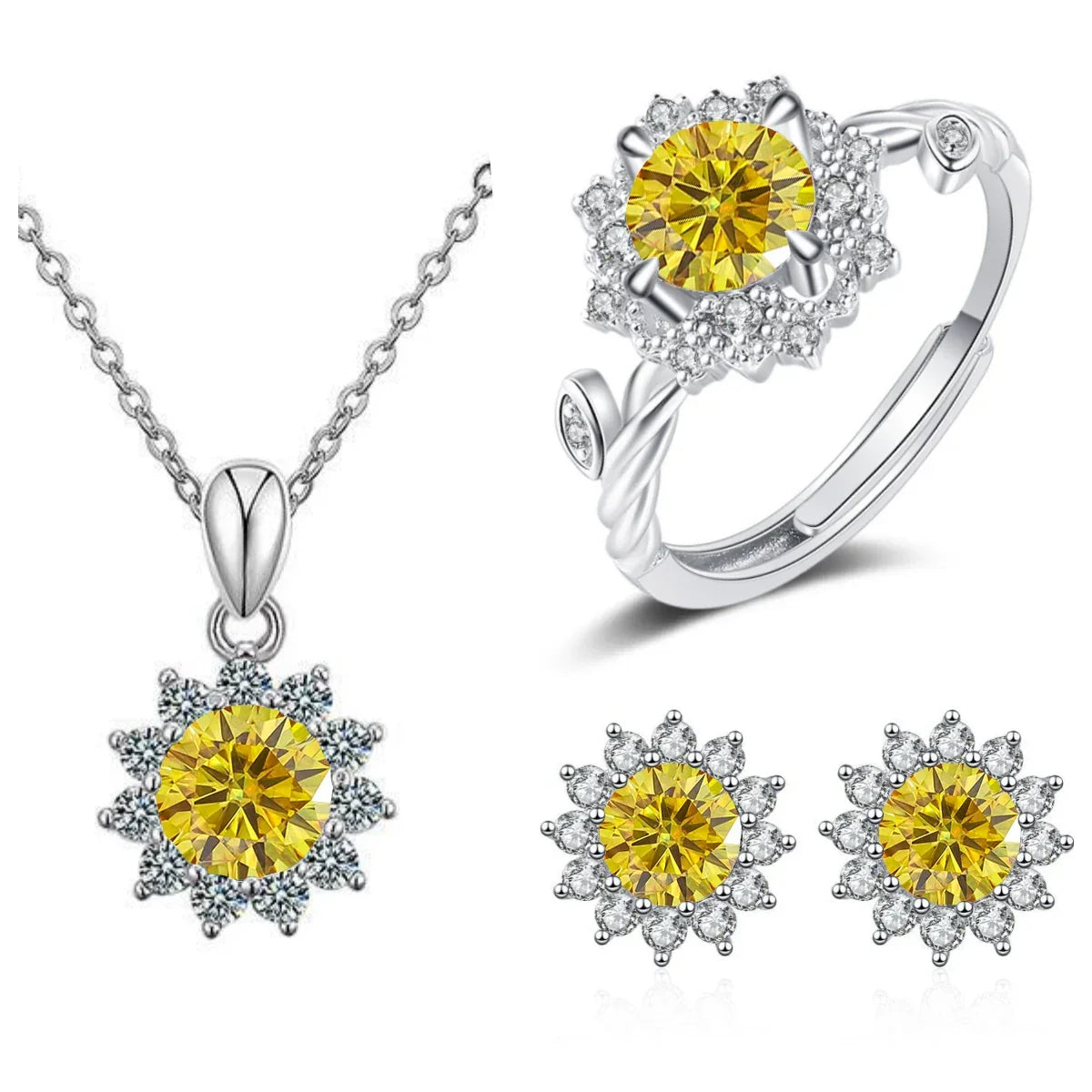 4CTW Moissanite Jewelry Set 925 Sterling Silver - Empire P.E