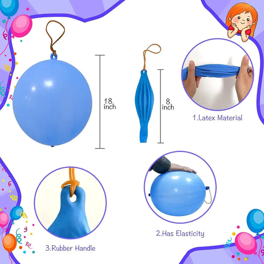 1 Punch Balloons Punching Balloon Heavy Duty Party Favors For Kids, Bounce Balloons with Rubber Band Handle for Birthday Party