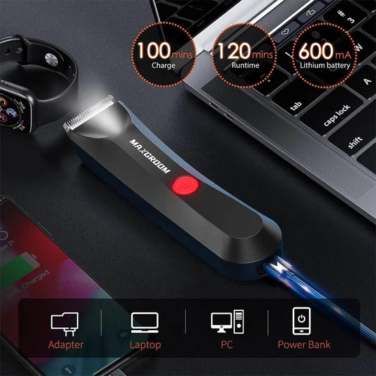 MAXGROOM Body Hair Trimmer Shaver for Men Ball Trimmer for Groin Pubic Replaceable Ceramic Blade Electric IXP7Waterproof Clipper - Empire P.E