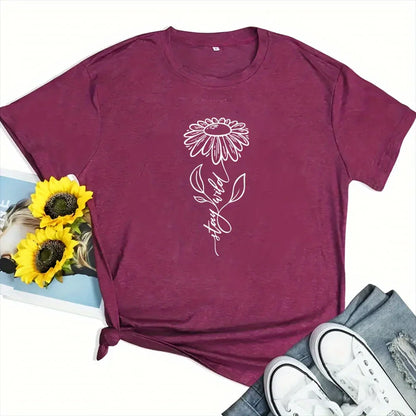 2024 New Women's Flower Print Party T-shirt