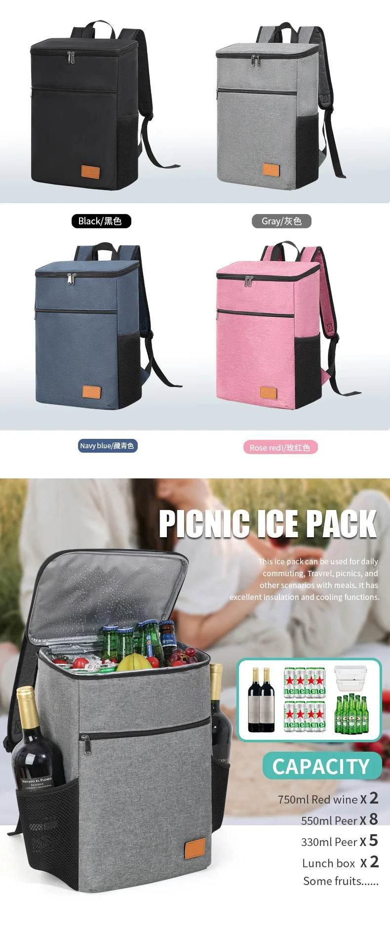 Outdoor Cooler Picnic Thermal Backpacks Insulated Bag Beach Sports Hiking Backpack Camping Lunch Travel Fridge Pouch Picnic Bag - Empire P.E
