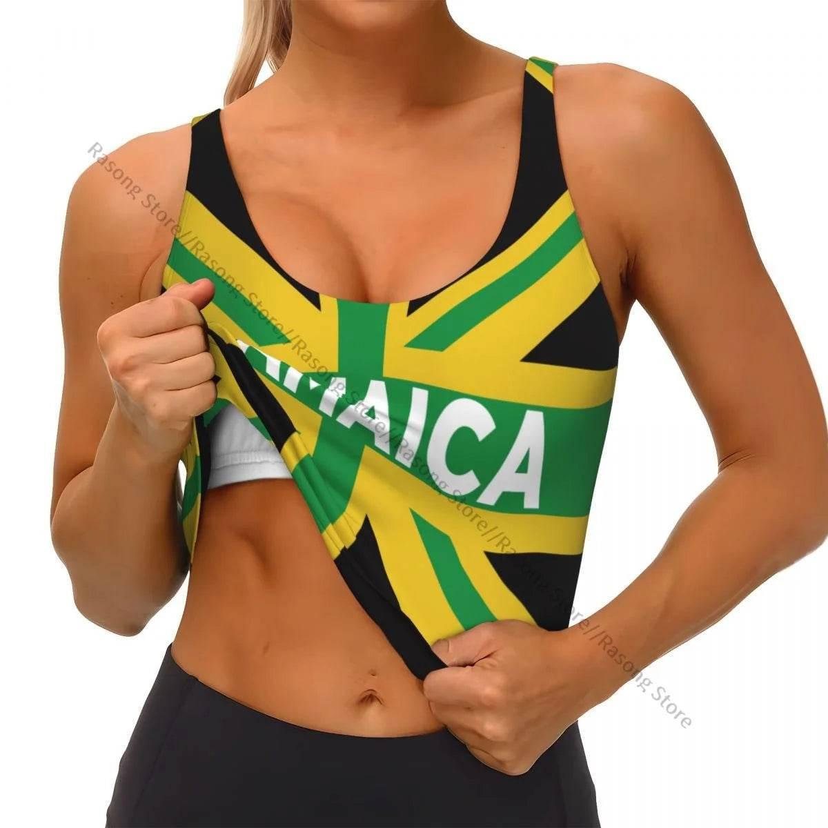 Sports Bra Women Running Yoga Clothes Vest Jamaica Kingdom Flag Gathering Fitness Vest - Empire P.E