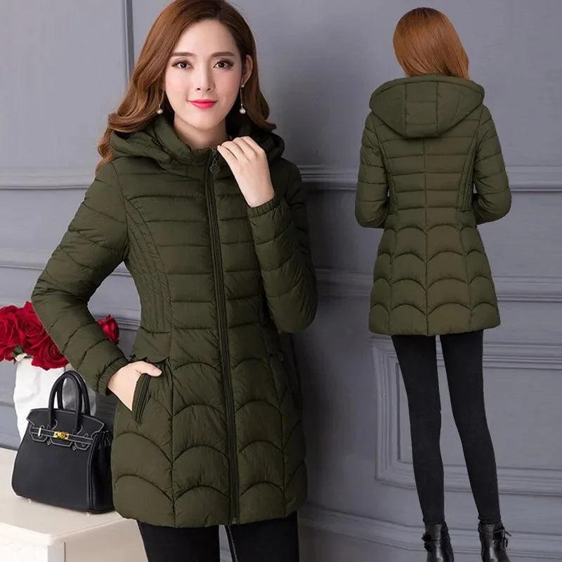 Women's 2024 Slim Down Cotton Hooded Jacket - Empire P.E