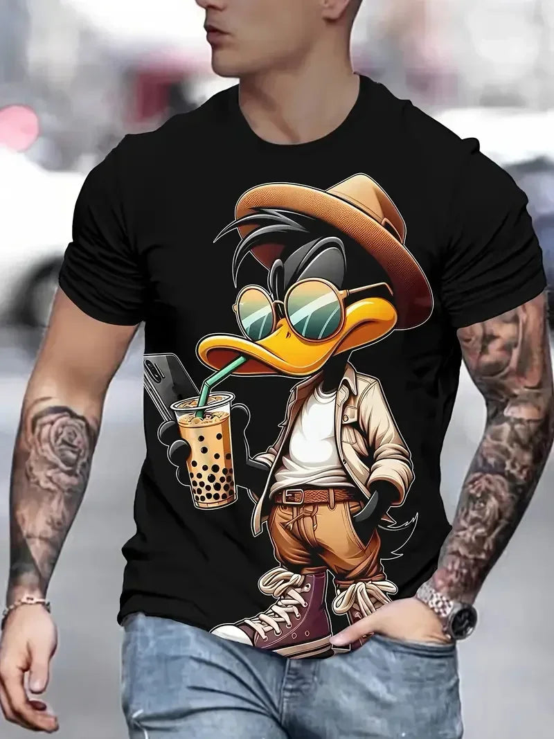 Funny Men's T Shirt Cartoon Duck Print - Empire P.E
