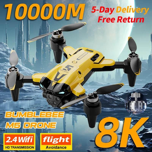2024 New M5 Drone 8K Professional Triple Camera Brushless Motor Optical Flow Positioning Foldable Quadcopter RC Dron Toys Gifts - Empire P.E