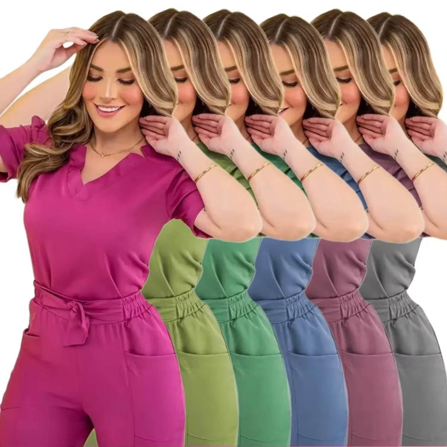 Surgical Uniforms Woman Nursing Enfermeria Sets Top Pant Articles Medical Uniform Scrub Clinical Beauty Salon Spa hospital Suits - Empire P.E