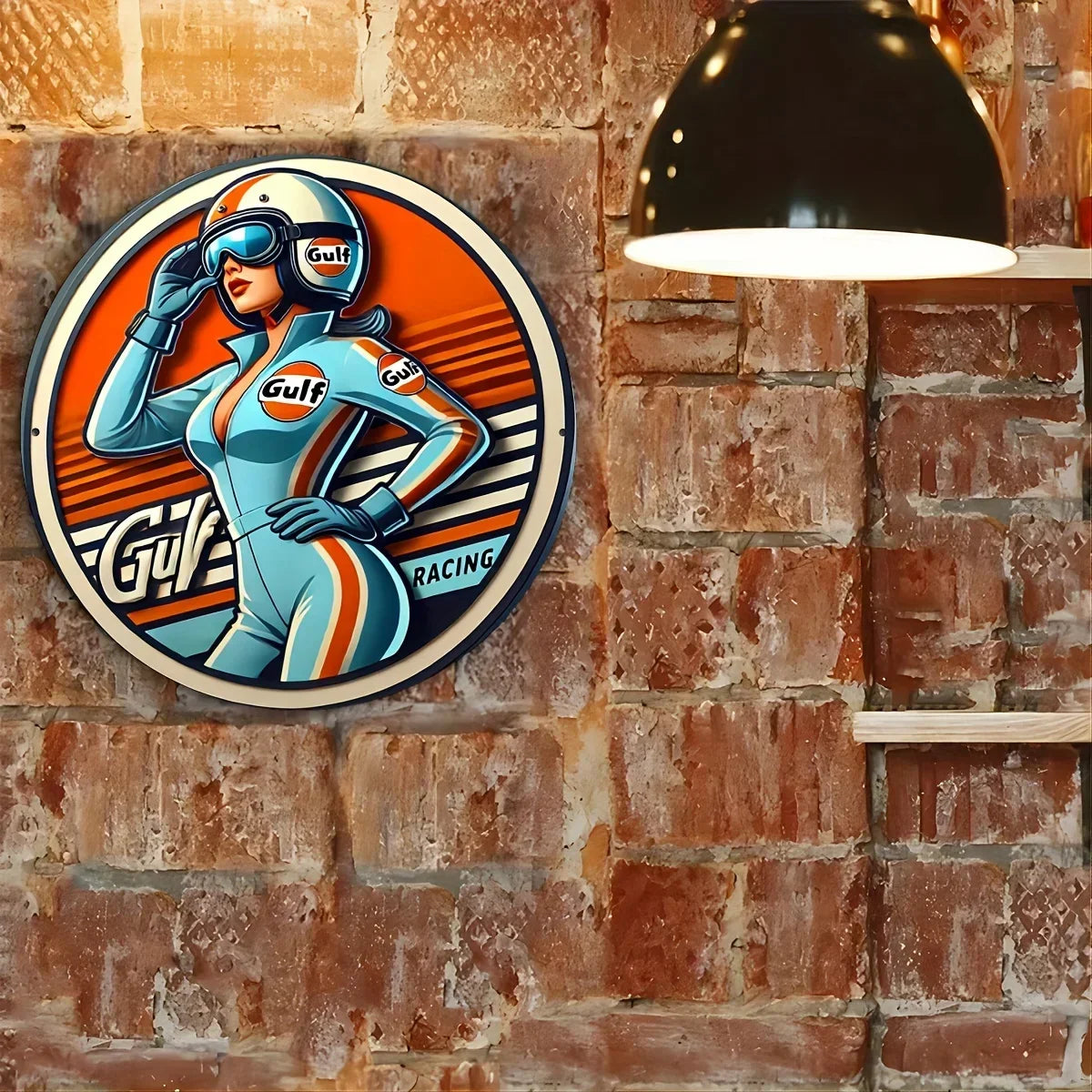 Vintage Gulf Racing Metal Wall Decor Sign | 8x8 Inch Aluminum Art Plate