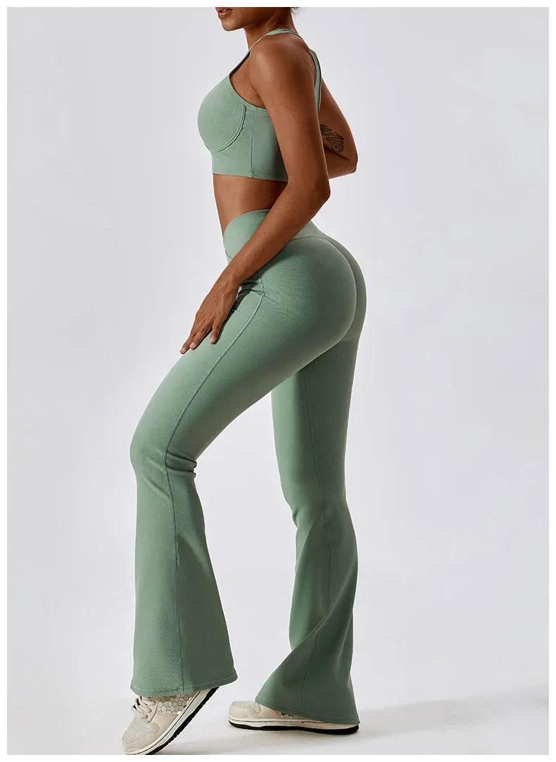 2PCS Seamless Yoga Set Gym Clothes Sportswear Yoga Suits For Women Fitness Rib Tracksuits Sports Bra Gym Leggings Sports Suits - Empire P.E