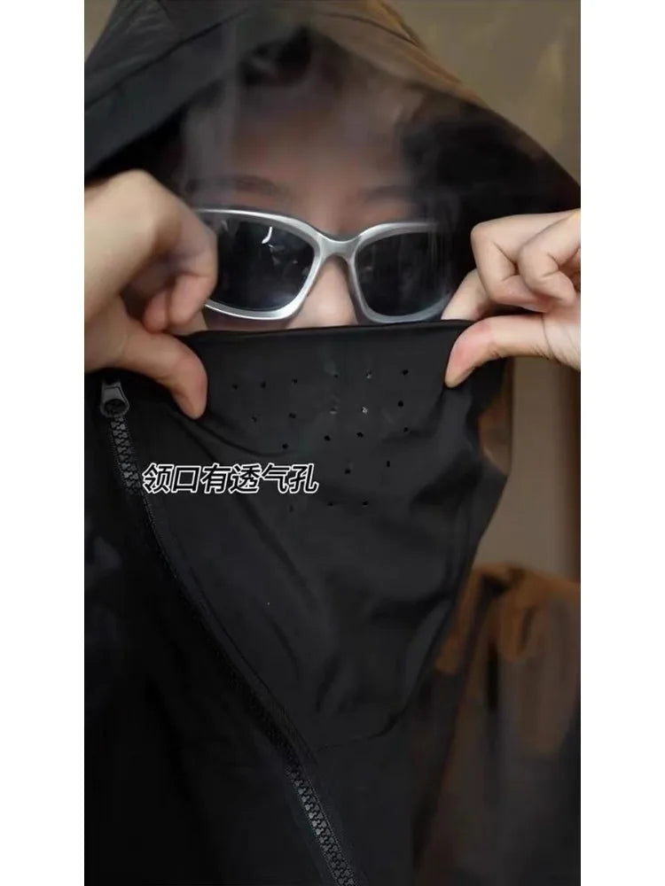 Outdoor Windbreaker Women Double Zipper Sweatshirt Hooded