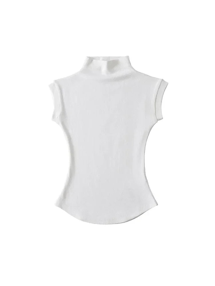 Women Summer Sexy Turtleneck Sleeveless T-Shirts - Empire P.E