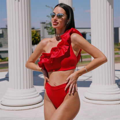 2025 Sexy Double Ruffle Bikinis Women Swimsuit