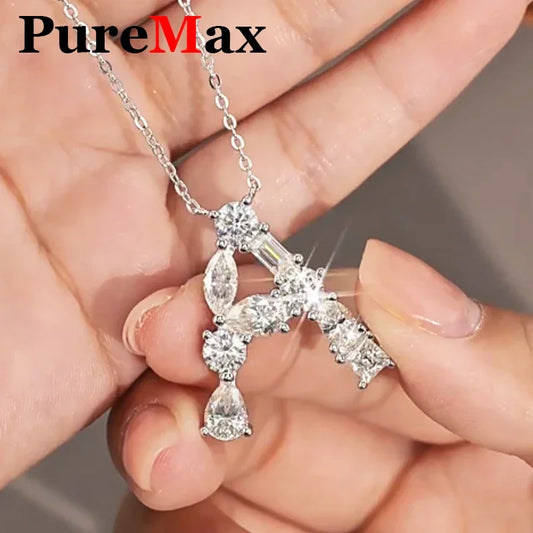 Unisex 26 Letters 5ct Full Moissanite Pendant Necklace - Empire P.E