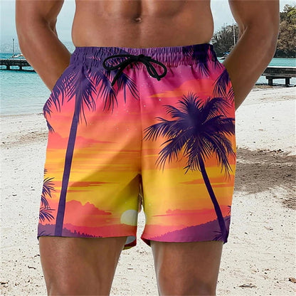 2025 Summer 3D Printed Coconut Trees Graphic Swimming Trunks