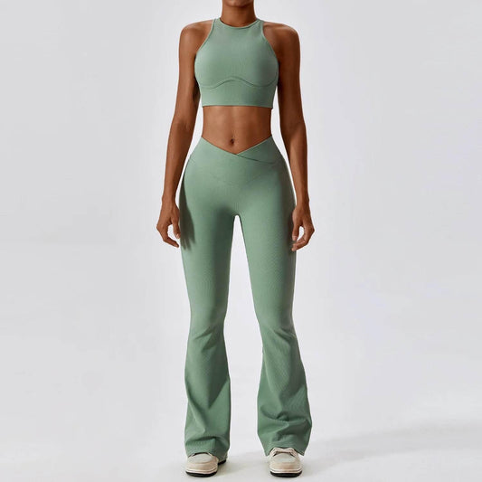 2PCS Seamless Yoga Set Gym Clothes Sportswear Yoga Suits For Women Fitness Rib Tracksuits Sports Bra Gym Leggings Sports Suits - Empire P.E
