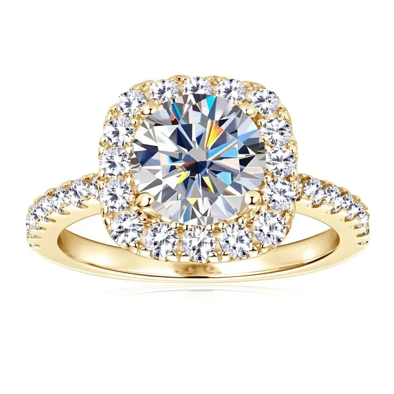 8mm 2ct Moissanite Halo Ring Certified 925 Sterling Silver - Empire P.E