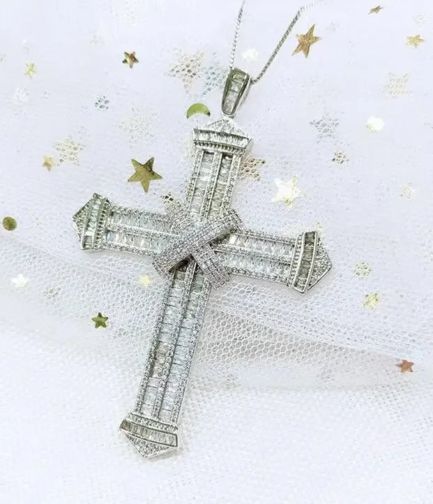 Luxury Hiphop Lab Diamond Cross Pendant 925 Sterling Silver - Empire P.E