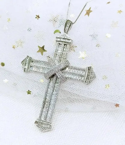 Luxury Hiphop Lab Diamond Cross Pendant 925 Sterling Silver - Empire P.E