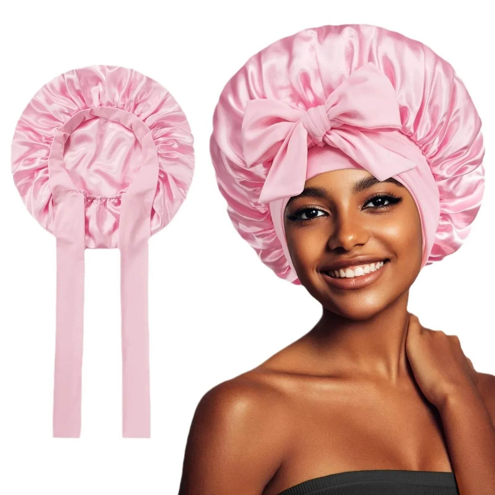Adjustable Satin Silk Bonnet with Tie Band for Women - Empire P.E