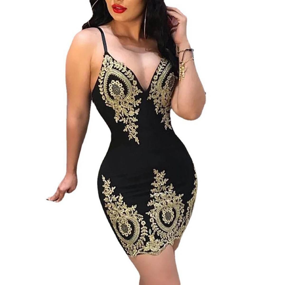 Sexy summer party halter dress Sleeveless slim-fit mini dress with low neck and halter back - Empire P.E