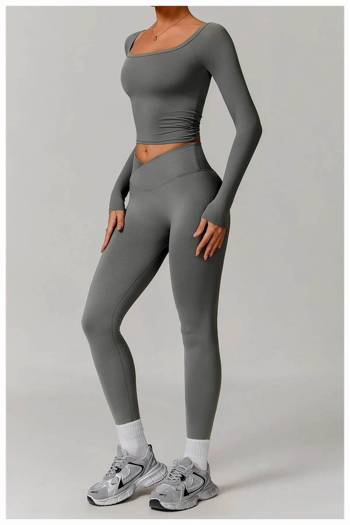 Women Yoga Shirts Crop Tops Long Sleeves Shirts for Women Yoga Sports Fitness Gym Clothing Running Workout Tops Sports Shirts - Empire P.E