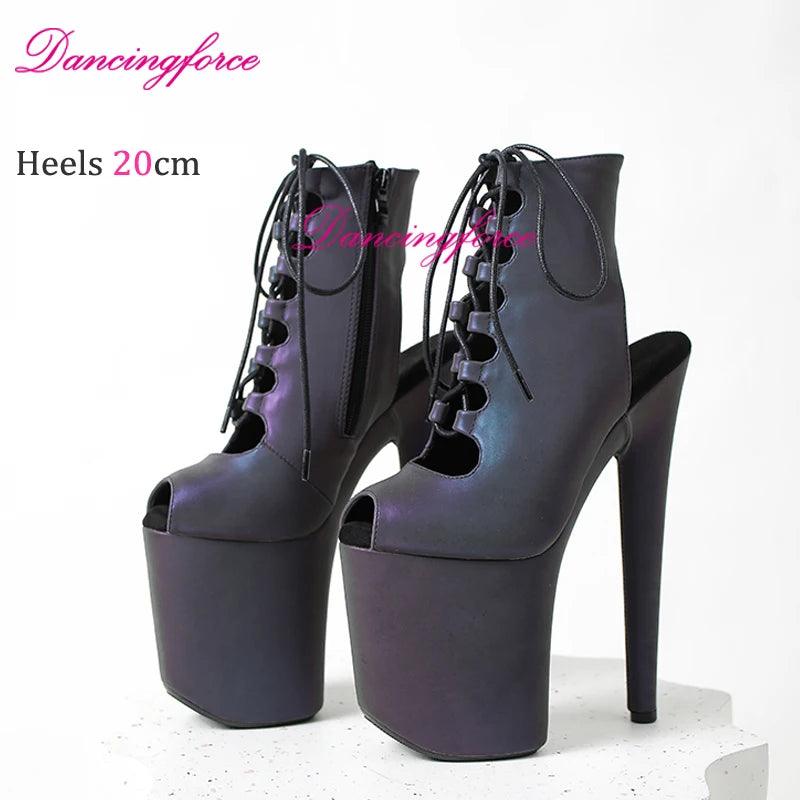 20cm/8Inches High Heel Platform Exotic Pole Dance Shoes Holographic - Empire P.E