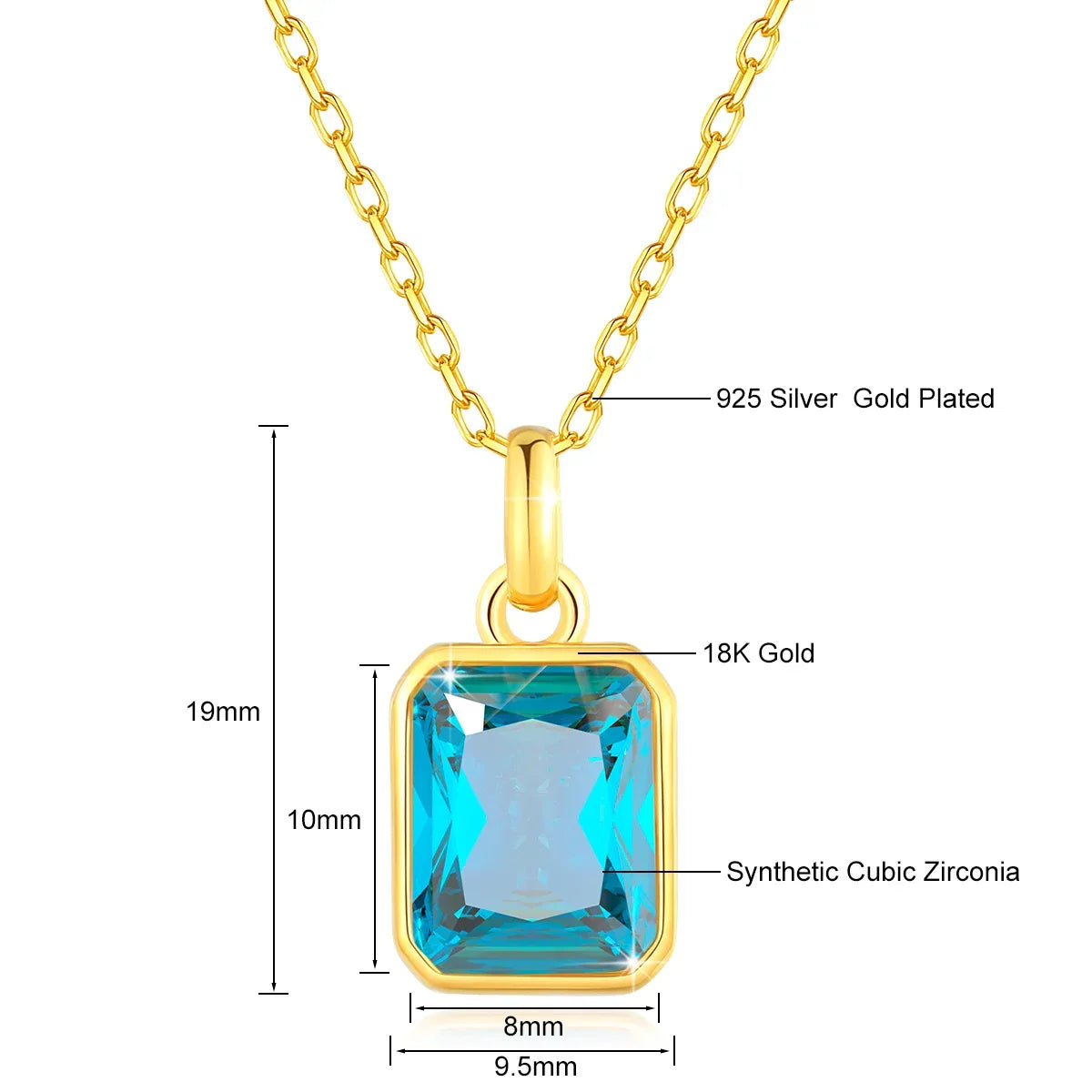 8*10mm Moissanite Necklace Real 18K Gold Pendant Colored Gemstone for Women - Empire P.E