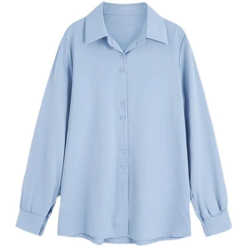 Plus Size Shirts Spring Summer Fashion Female Long Sleeve Loose Solid Blouse Tops Casual Chiffon Shirt Women Office Lady Shirts - Empire P.E