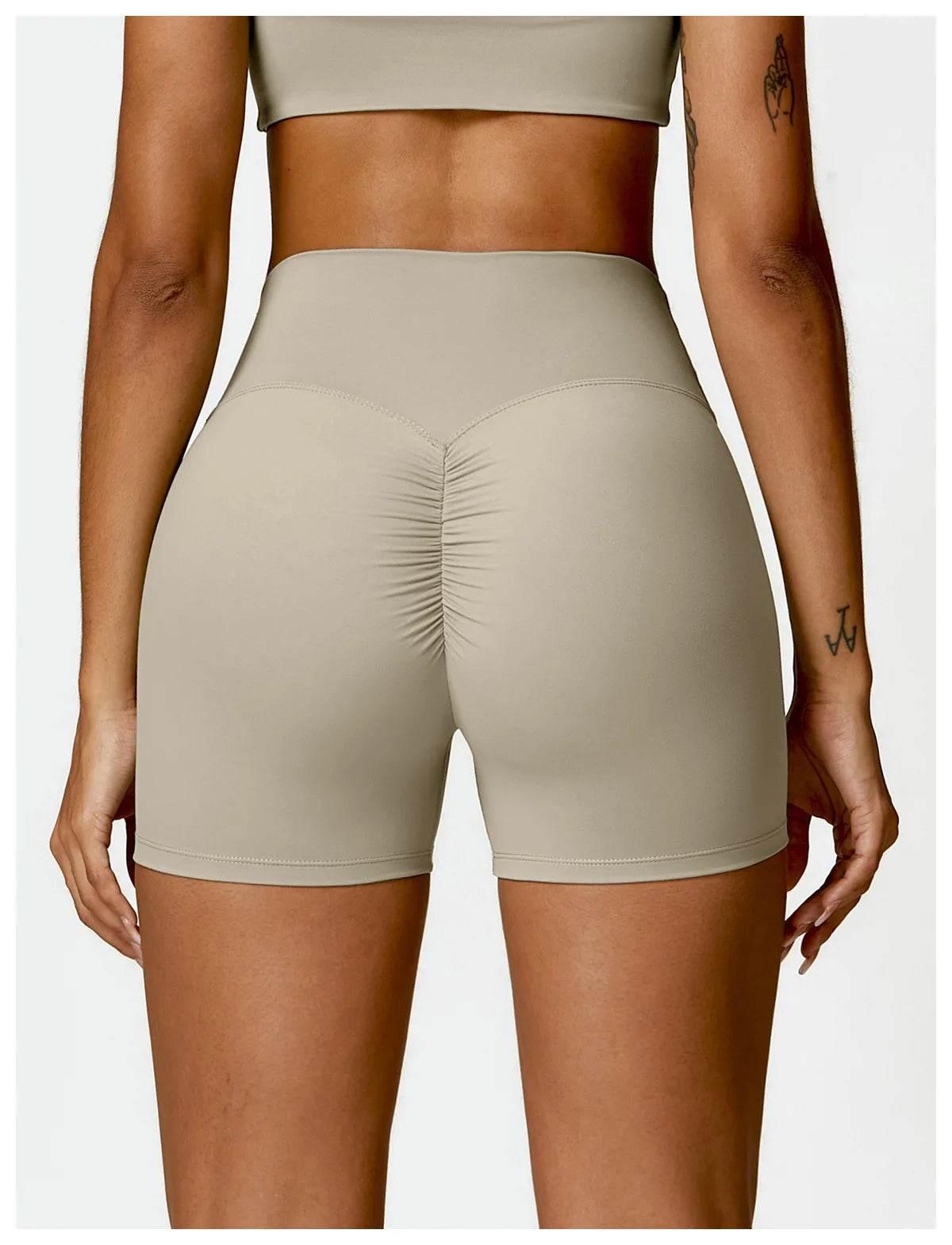 New Women Yoga Shorts High Waist Beautiful Buttocks Gym Sexy Feel V-shaped Shorts Sports Fitness Tights Push up Run Leggings - Empire P.E