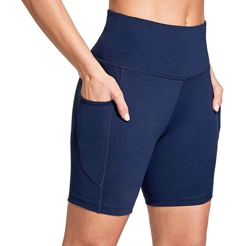 Leggings Women High Waist Yoga Sport Shorts Biker Shorts Women Sports Leggings For Fitness Cross Waist Pocket Yoga Pant - Empire P.E
